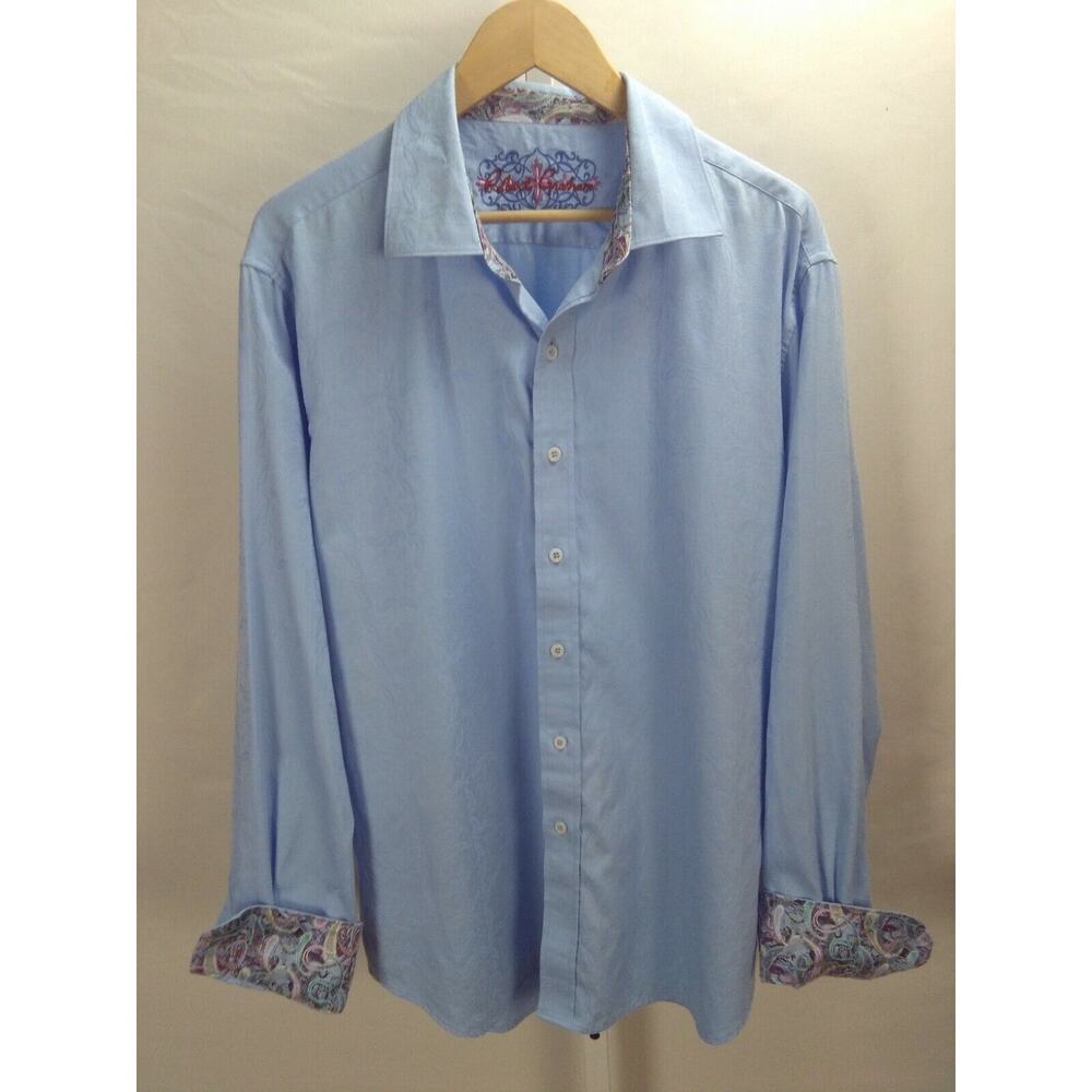 Robert Graham Blue Pattern Button Front Party Shi… - image 1